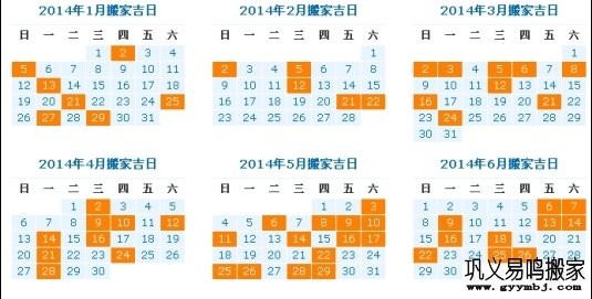 2014年如何选择搬家吉日？